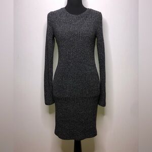Forever 21 Grey Charcoaled Knit Midi Medium Dress